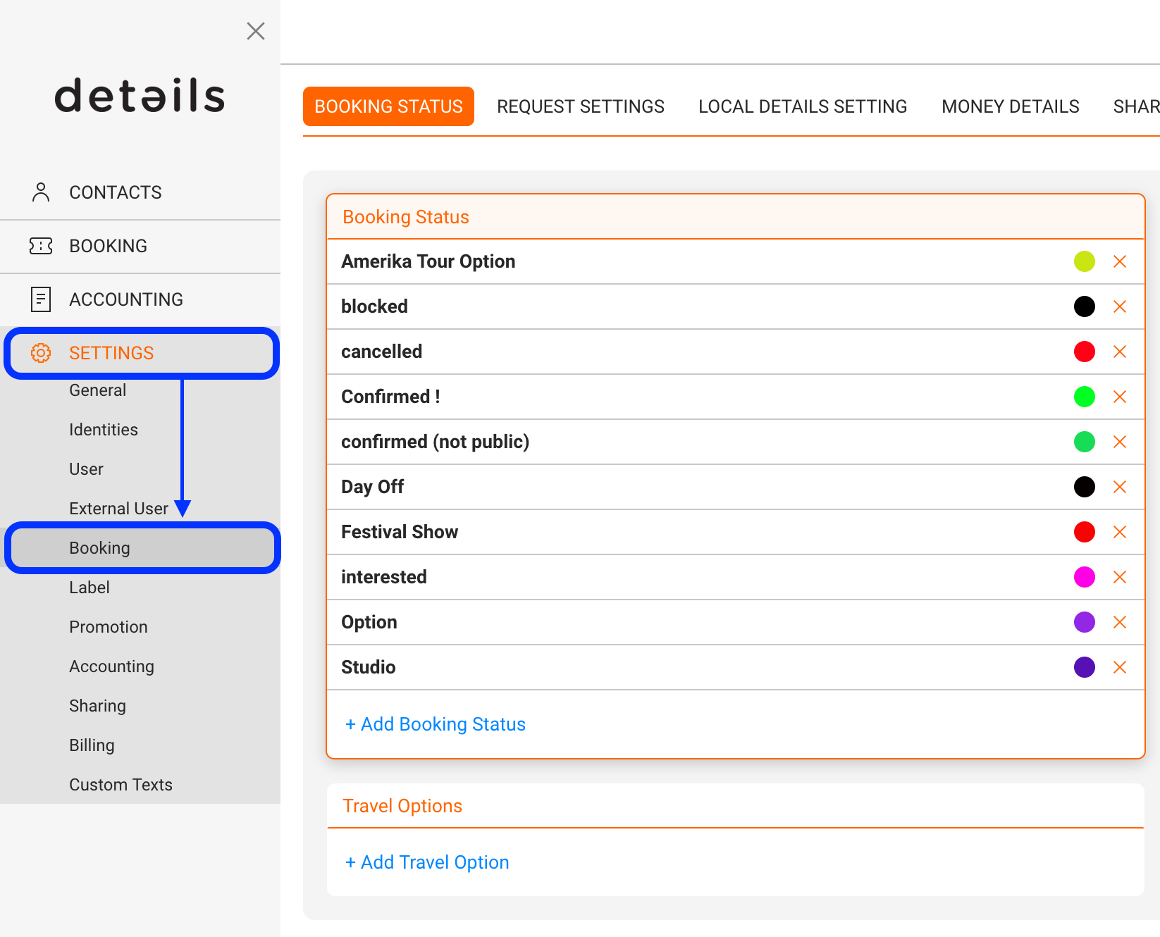 Managing Booking Statuses Details