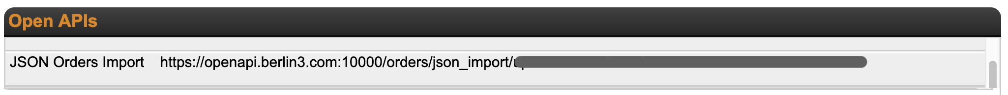 Open API JSON Orders Import