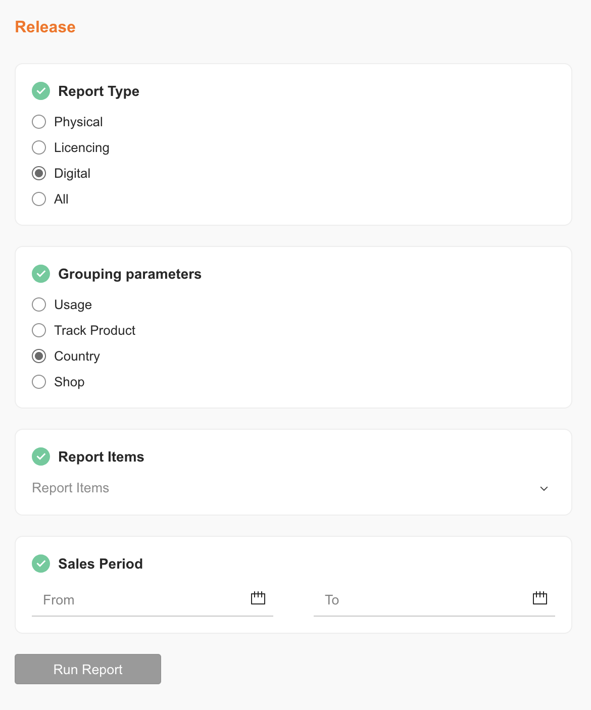 Report setup steps