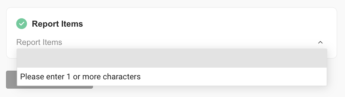 Report item filter field
