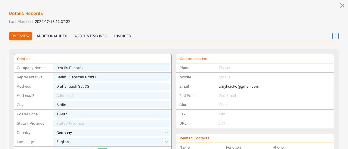 Edit contact screenshot