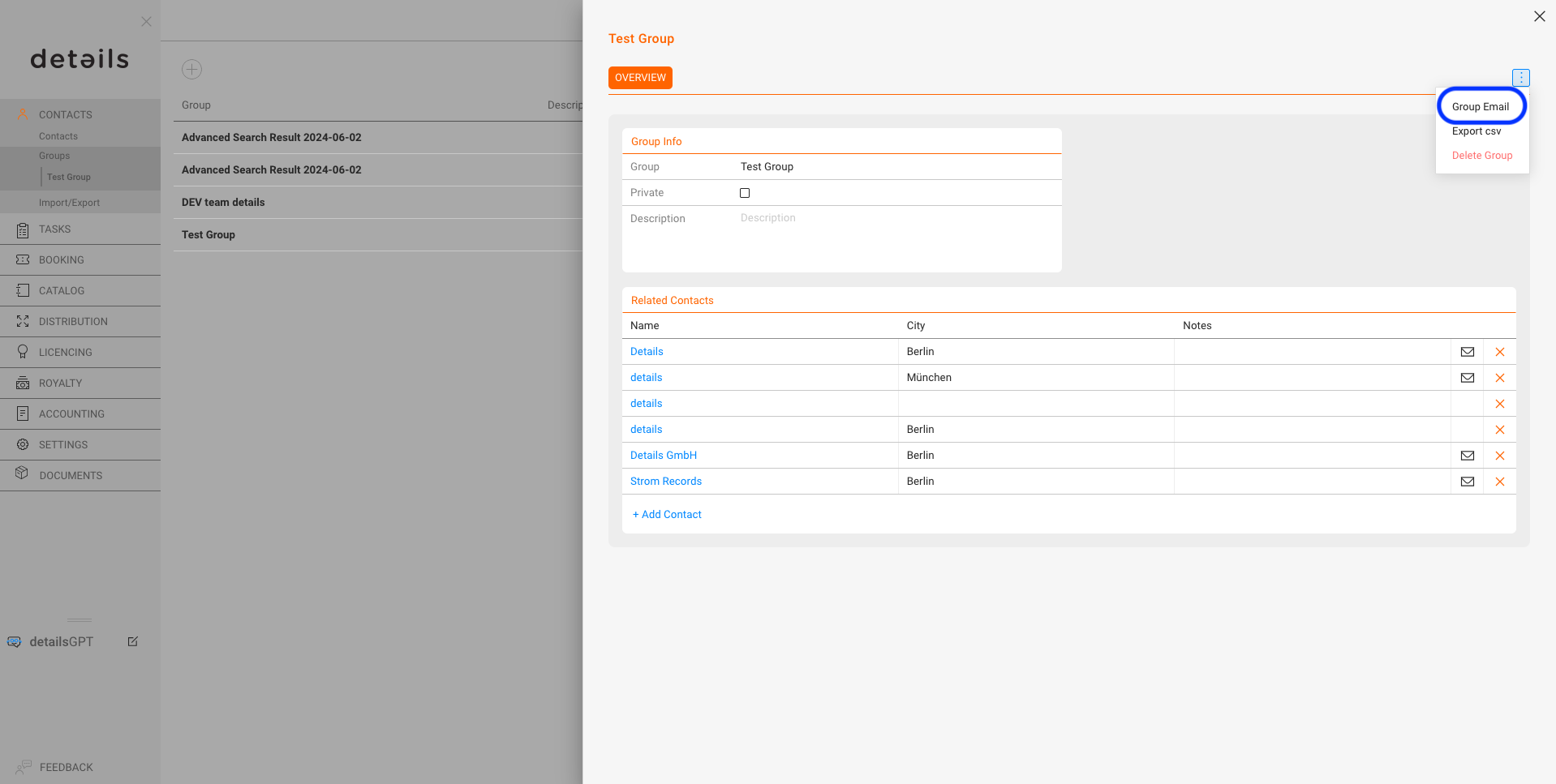 Email List Screenshot