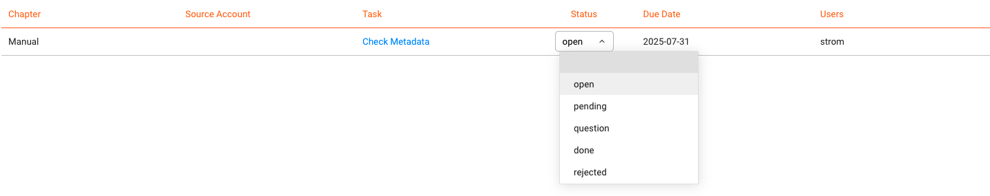 Task status dropdown