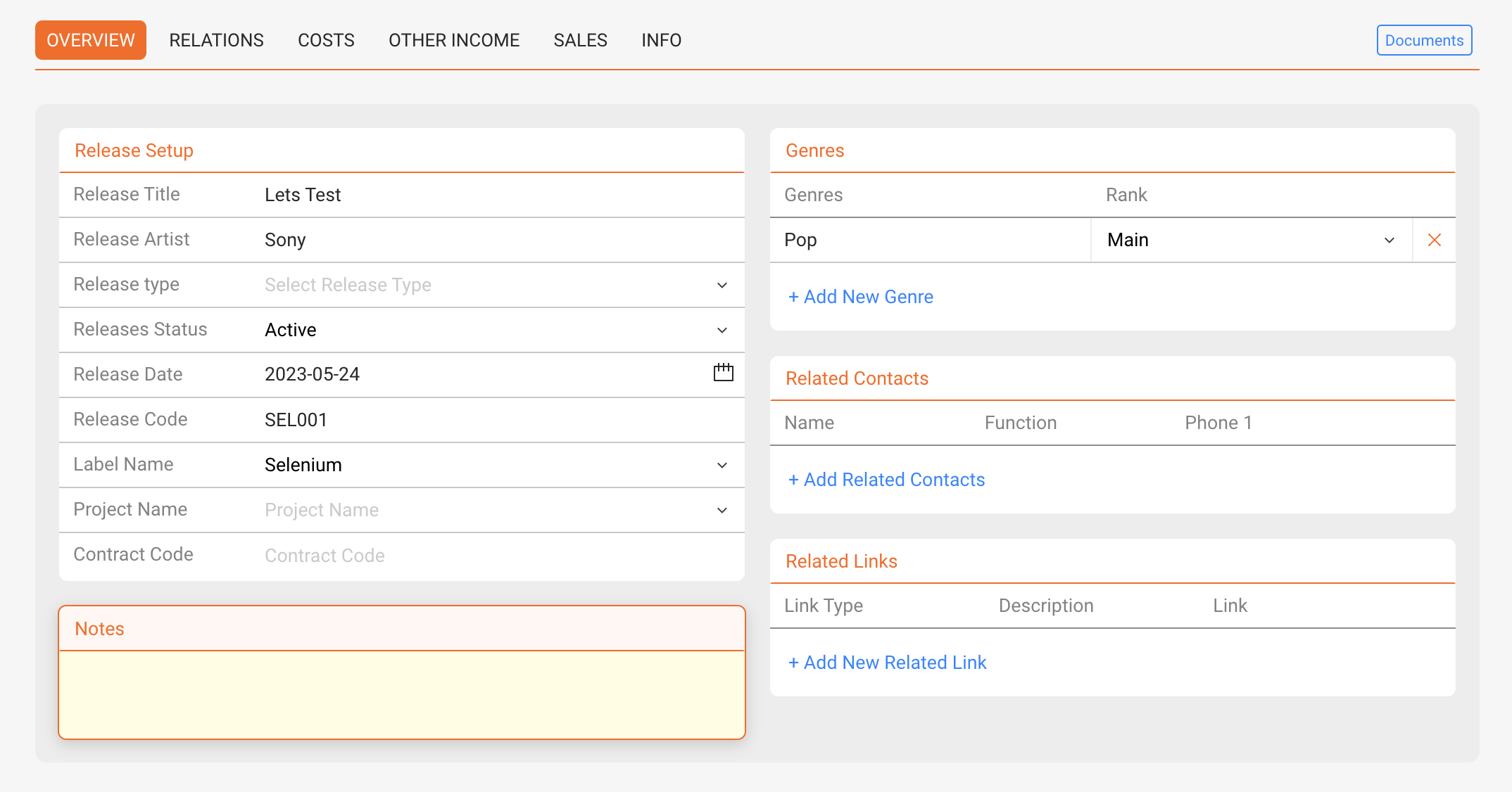 Release Overview Screenshot