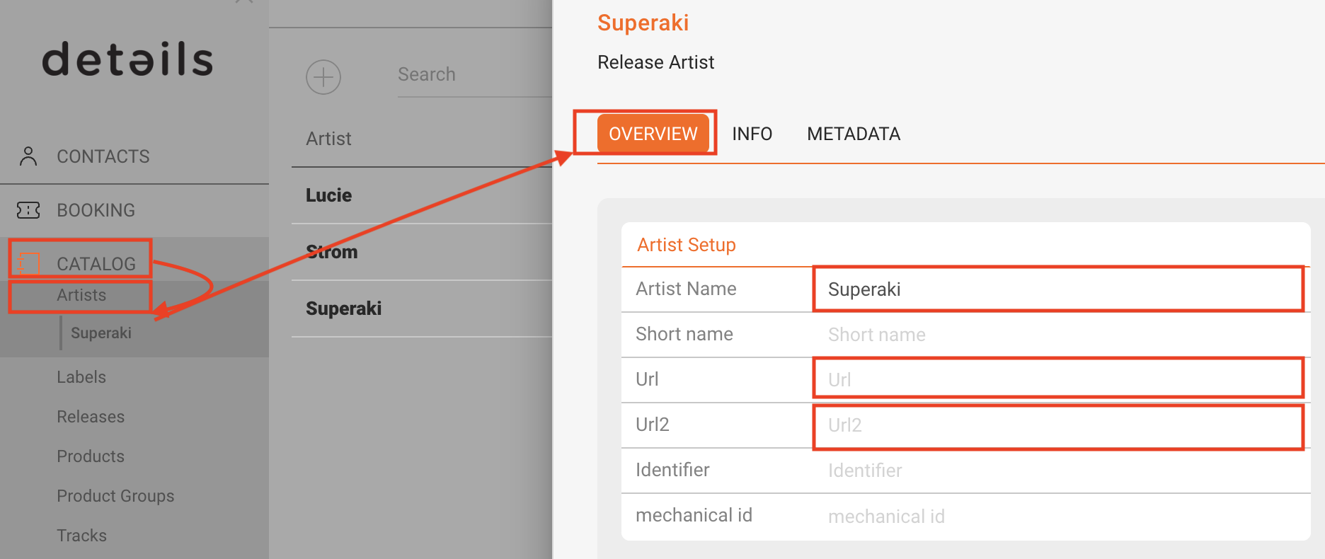 Artist datapoints