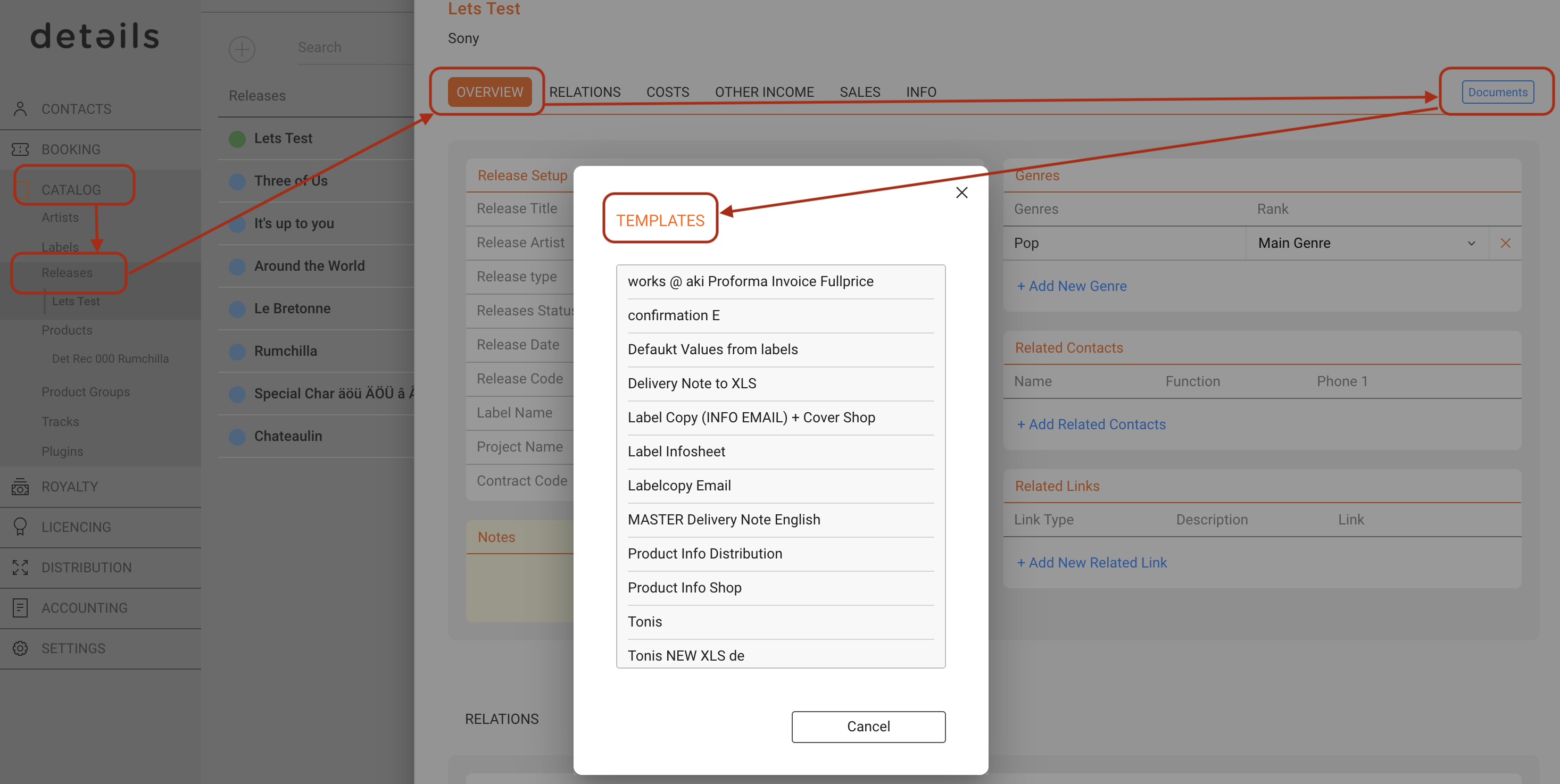 Open Documents button