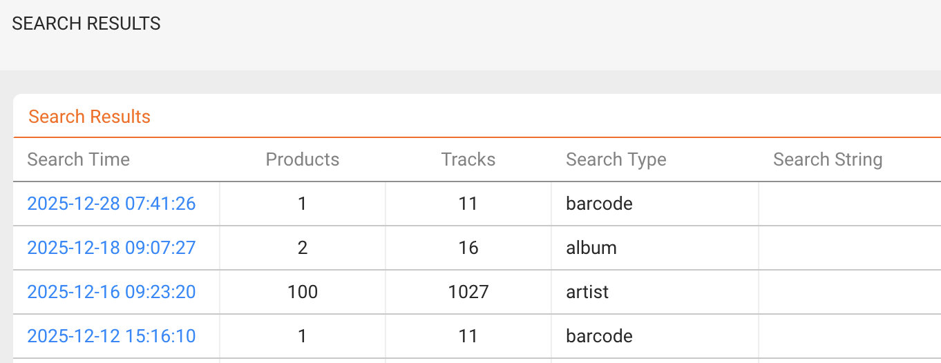 Spotify Import – Search Results