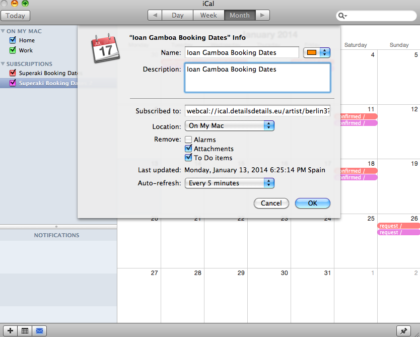 How to add Details Calendars to ICal Calendars Details