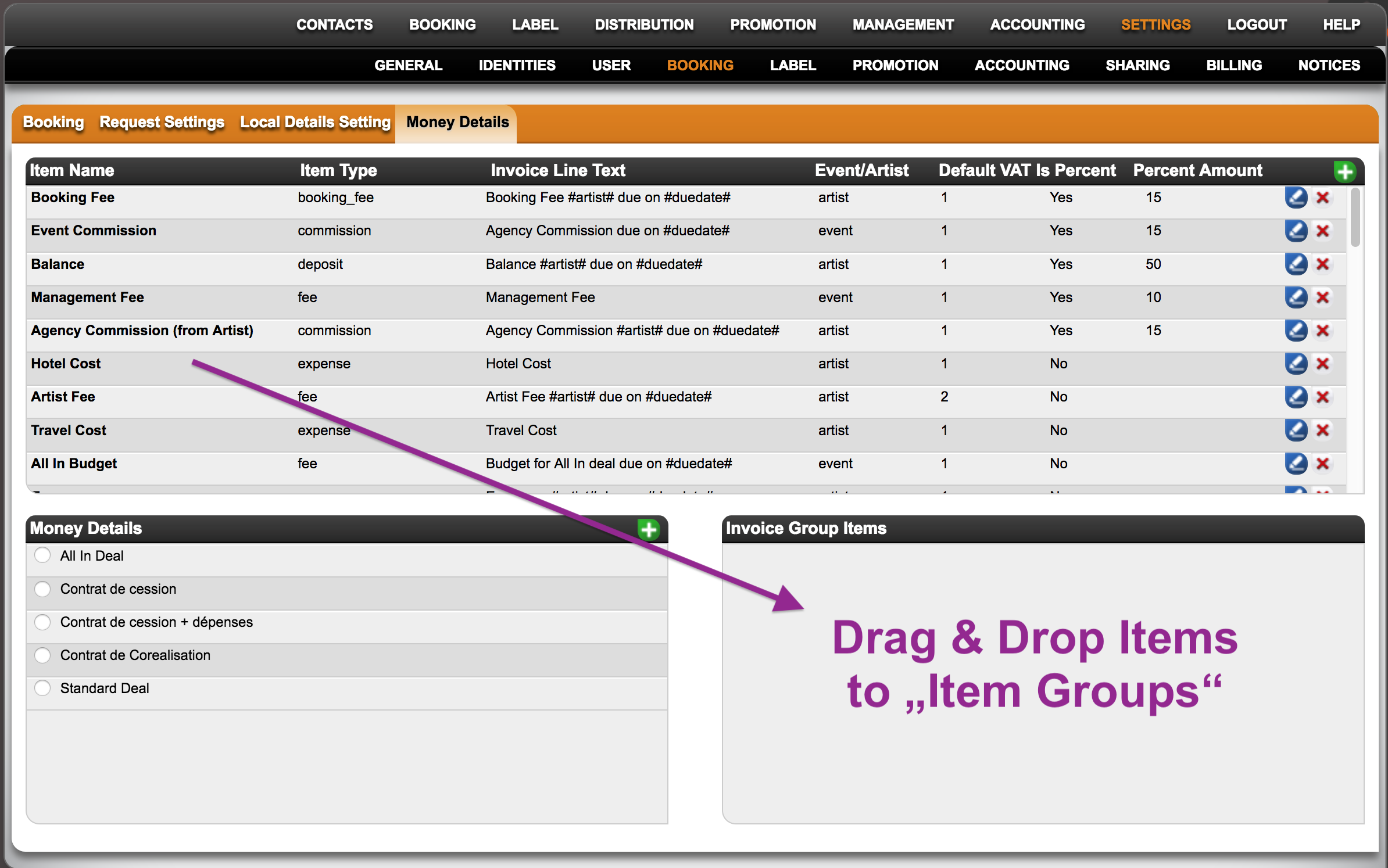 Customize INVOICE ITEMS and INVOICE LINE GROUPS Details