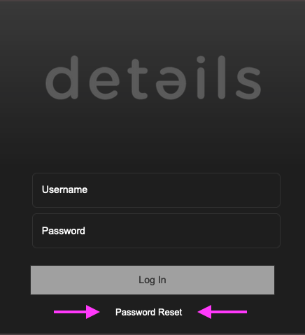 Reset password button on login screen